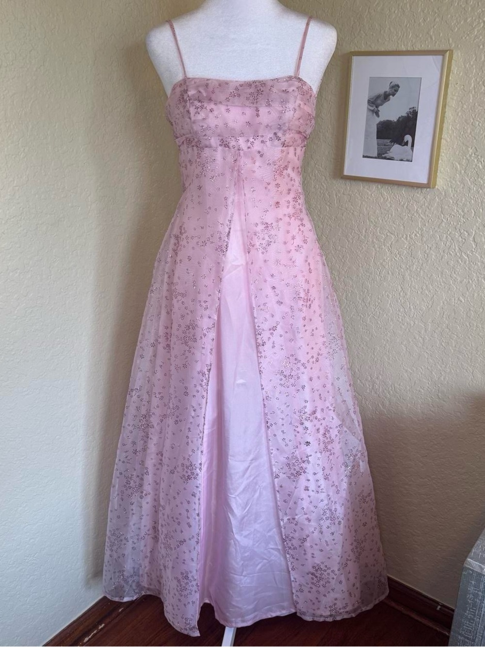 Steppin’ Out Vintage 90s Light Pink Fairy Princess Formal Prom Midi / Maxi Dress